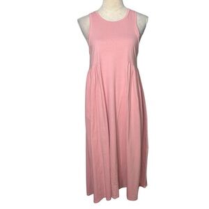 StitchDrop Pink Cotton Midi Sundress Tank Dress Medium Beach Coastal Summer